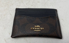 Load image into Gallery viewer, Coach Womens Brown Signature Print Leather Card Holder ID Window Pouch Wallet
