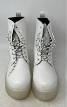 Load image into Gallery viewer, Olivia Miller Womens White Round Toe Lace-Up Ankle Combat Boots Size 9