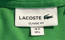 Load image into Gallery viewer, Lacoste Mens Green Cotton Classic Fit Spread Collar Short Sleeve Polo Shirt Sz L