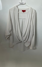 Load image into Gallery viewer, Jennifer Lopez Womens White Striped Deep V-Neck Twist Front Wrap Blouse Top Sz M