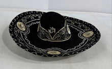 Load image into Gallery viewer, Pigalle Womens Black And Silver Velvet Embroidered Sequin Mexican Sombrero Hat