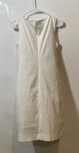 Load image into Gallery viewer, Nicole Miller Womens White Sleeveless V-Neck Draped Back Zip Sheath Dress Size 4