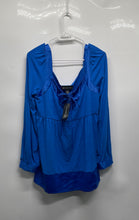 Load image into Gallery viewer, INC International Concepts Womens Blue Long Sleeve Pullover Blouse Top Size L