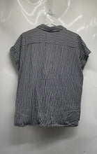 Load image into Gallery viewer, Calvin Klein Womens Black White Striped Short Sleeve Button-Up Shirt Size XL