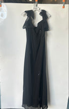 Load image into Gallery viewer, Chelsea Nites Womens Black Lined Flutter Sleeve V-Neck Maxi Dress Size 18W