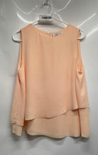 Load image into Gallery viewer, Mango Womens Orange Sleeveless Crew Neck Layered Slit Back Blouse Top Size 6