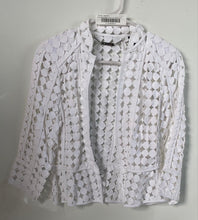 Load image into Gallery viewer, White House Black Market Womens White Cotton 3/4 Sleeve Open Front Jacket Sz 8