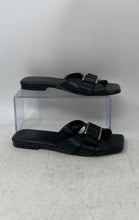 Load image into Gallery viewer, Vince Camuto Womens Alexino Black Gold Leather Slip-On Slide Sandals Size 7M