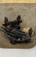 Load image into Gallery viewer, Copper-Tone Boat Shaped Artwork With Marble Background Bookends