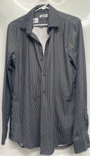 Load image into Gallery viewer, DKNY Mens Black White Striped Eight-Way Stretch Slim Fit Dress Shirt Size M