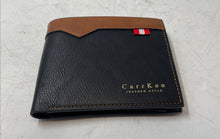 Load image into Gallery viewer, Carrken Mens Black Leather Rectangle Open-Flap Multi-Card Holder Bifold Wallet