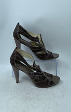 Load image into Gallery viewer, Michael Kors Womens Berkley Brown Snakeskin Print High T-Strap Sandals Size 9.5M