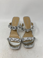 Load image into Gallery viewer, Michael Kors Womens Metallic Silver Rhinestone Slip-On Mule Heels Size 6M