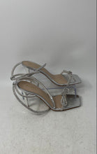 Load image into Gallery viewer, Aldo Womens Barrona Silver Rhinestone Stiletto Heel Ankle Strap Sandals Size 6