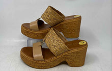 Load image into Gallery viewer, Italian Shoemakers Womens Brown Raffia Leather Wedge Heel Slide Sandals Size 7
