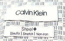 Load image into Gallery viewer, Calvin Klein Mens White Gray Printed Long Sleeve Slim Fit Non-Iron Dress Shirt M