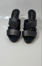 Load image into Gallery viewer, Cole Haan Womens Black Leather Block Heel Slip-On Slide Sandals Size 6 B