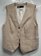 Load image into Gallery viewer, Zara Womens Beige Sleeveless Pockets Casual Button Front Vest Size Medium