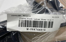 Load image into Gallery viewer, Clarks Womens Caroleigh Anya Black Leather Block Heel Strappy Sandals Size 8 M