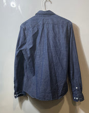Load image into Gallery viewer, Express Mens Blue Cotton Long Sleeve Collared Button-Up Shirt Size Small