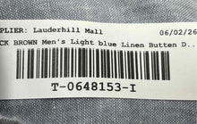 Load image into Gallery viewer, Black Brown 1826 Mens Light Blue Linen Short Sleeve Collared Button-Up Shirt L