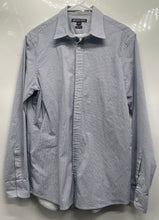 Load image into Gallery viewer, Michael Kors Mens Blue White Printed Classic Fit Button-Up Shirt Size M