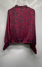 Load image into Gallery viewer, Express Womens Red Printed Long Sleeve V-Neck Blouse Top Size Large