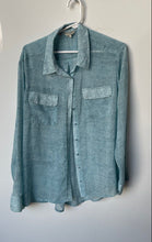 Load image into Gallery viewer, Guess Womens Blue Printed Long Sleeve Collared Button-Up Shirt Size Large