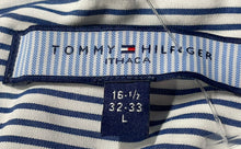 Load image into Gallery viewer, Tommy Hilfiger Mens White Blue Printed Long Sleeve Collared Dress Shirt Size L