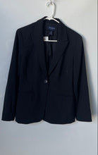 Load image into Gallery viewer, Ann Taylor Womens Black Striped Long Sleeve Notch Lapel One-Button Blazer Sz 6P