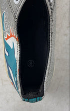 Load image into Gallery viewer, Foco Womens Silver Glitter NFL Miami Dolphins Sneaker Shoes Size 8 No Laces