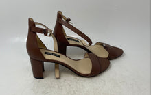 Load image into Gallery viewer, Nine West Womens Pruce Brown Leather Block Heel Ankle Strap Sandals Size 8M