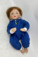 Load image into Gallery viewer, Bradley's #11846 Blue Outfit Brown Hair Collectible Porcelain Doll In Box