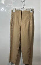Load image into Gallery viewer, Zara Womens Khaki Flat Front Hook & Bar Side Welt Pockets Trousers Pants Size XS