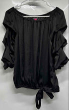 Load image into Gallery viewer, Vince Camuto Womens Black Satin Off The Shoulder Tie Hem Blouse Top Size Small