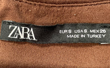 Load image into Gallery viewer, Zara Womens Brown Crew Neck Sleeveless Collarless Bodysuit Top Size Small