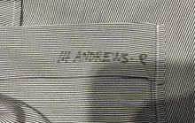 Load image into Gallery viewer, Authentic Balmain Mens Gray White Striped Long Sleeve Dress Shirt Size L Stained