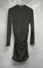 Load image into Gallery viewer, Madden Girl Womens Gold Sparkle Long Sleeve Mock Neck Bodycon Dress Size Small