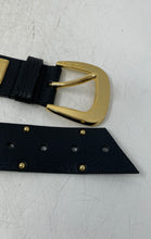 Load image into Gallery viewer, Michael Kors Womens Black Leather Studded Adjustable Western Belt