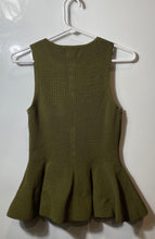 Load image into Gallery viewer, H&M Womens Green Ribbed Sleeveless Peplum Hem Button Front Blouse Top Size XS