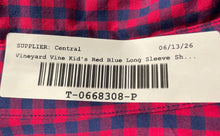 Load image into Gallery viewer, Vineyard Vine Boys Red Blue Long Sleeve Button-Up Shirt Size Small