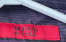 Load image into Gallery viewer, Alfani Mens Purple Striped Long Sleeve Spread Collar Fitted Dress Shirt Size L