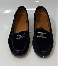 Load image into Gallery viewer, Authentic Salvatore Ferragamo Womens Black Suede Block Loafer Heels Size 5.5