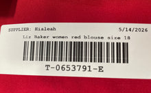 Load image into Gallery viewer, Liz Baker Womens Red Embroidered Long Sleeve Blouse Top Size 18