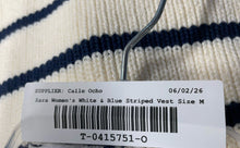 Load image into Gallery viewer, Zara Womens White & Blue Striped Knitted V-Neck Pullover Vest Sweater Size M