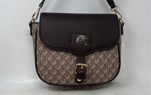 Load image into Gallery viewer, Anne Klein Womens Brown Monogram Faux Leather Adjustable Strap Crossbody Purse