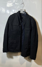 Load image into Gallery viewer, Zara Mens Black Long Sleeve Collared Pockets Button Military Jacket Size L