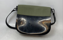Load image into Gallery viewer, Melissa Womens Black Green Snakeskin Embossed Flap Medium Shoulder Bag