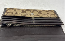 Load image into Gallery viewer, Coach Womens Brown Beige Signature Print Credit Card Slot Bifold Wallet