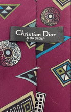 Load image into Gallery viewer, Christian Dior Mens Multicolor Geometric Print Silk Adjustable Designer Tie